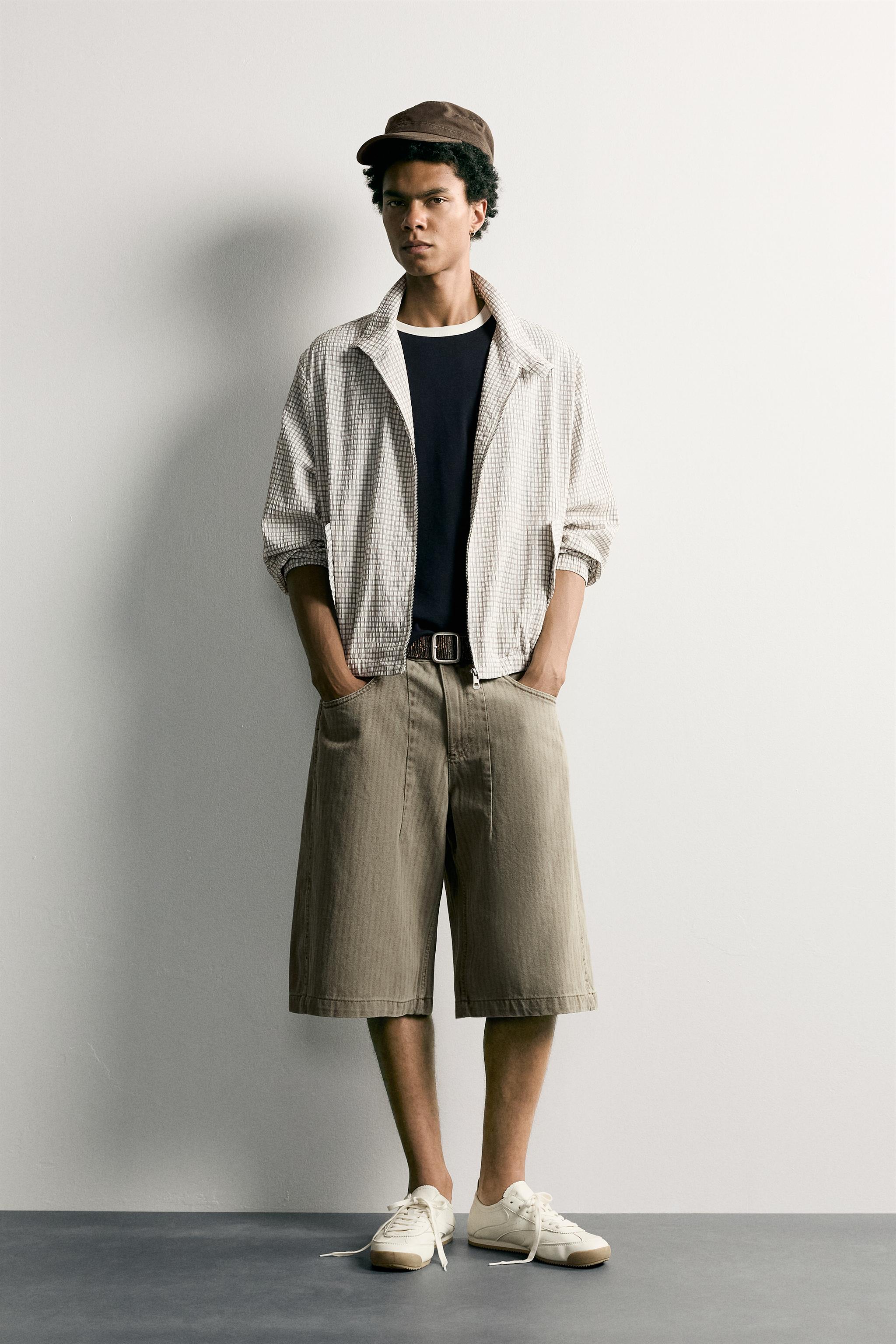 STRIPED WASHED JORTS